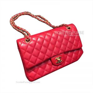 Chanel Jumbo Flap Bag Red Lambskin With Gold HW