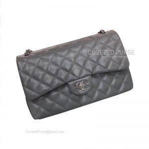 Chanel Jumbo Flap Bag Gray Lambskin With Silver HW