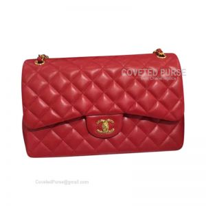 Chanel Jumbo Flap Bag Red Caviar With Gold HW