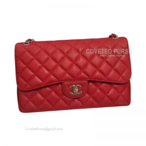 Chanel Jumbo Flap Bag Red Caviar With Silver HW