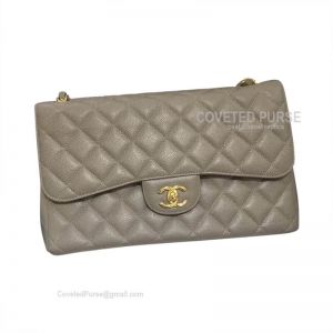 Chanel Jumbo Flap Bag Elephant Ash Caviar With Gold HW