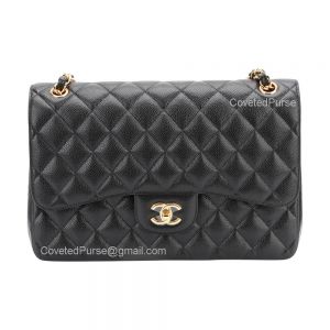 Chanel Jumbo Flap Bag Black Caviar With Gold HW
