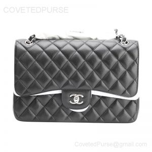 Chanel Jumbo Flap Bag Black Caviar With Silver HW