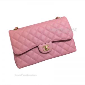 Chanel Jumbo Flap Bag Peach Pink Caviar With Gold HW