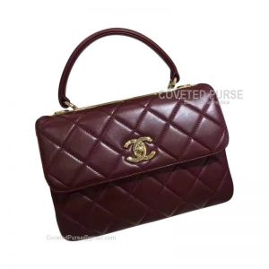 Chanel Bordeaux Lambskin Flap Bag With Top Handle Gold HW