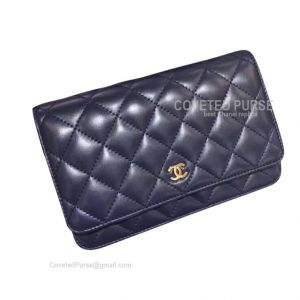 Chanel Flap WOC Lambskin With Gold HW Sapphire