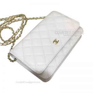 Chanel Flap WOC Caviar With Gold HW White