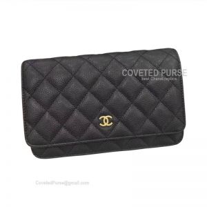 Chanel Flap WOC Caviar With Gold HW Black