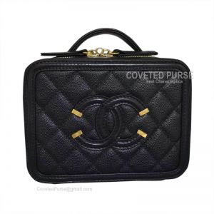 Chanel Vanity Case Mini In Black Caviar With Gold HW