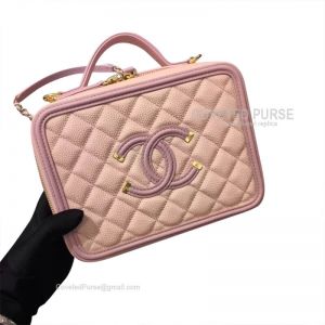 Chanel Vanity Case Small In Pink Caviar With Gold HW