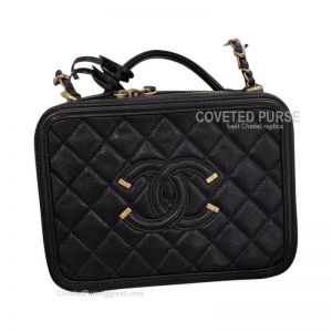 Chanel Vanity Case Small In Black Caviar With Gold HW