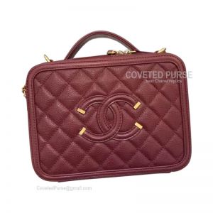 Chanel Vanity Case Small In Bordeaux Caviar With Gold HW