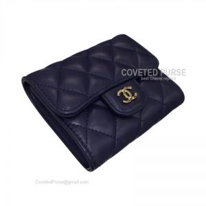 Chanel Classic Small Wallet In Sapphire Blue Lambskin With Shiny Gold HW