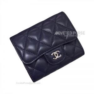 Chanel Classic Small Wallet In Sapphire Blue Lambskin With Shiny Silver HW