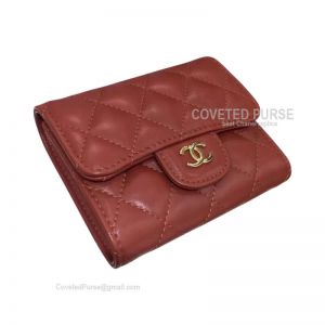 Chanel Classic Small Wallet In Bordeaux Lambskin With Shiny Gold HW