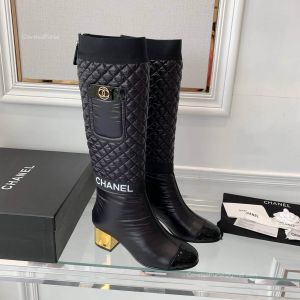 Chanel Quilted Puffer Knee High Boot in Black 50MM 2281843