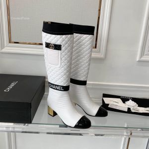 Chanel Quilted Puffer Knee High Boot in White 50MM 2281844