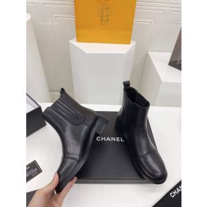 Chanel CC Logo Leather Ankle Boot in Black 2281847