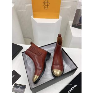 Chanel CC Logo Leather Ankle Boot in Burgundy 2281848