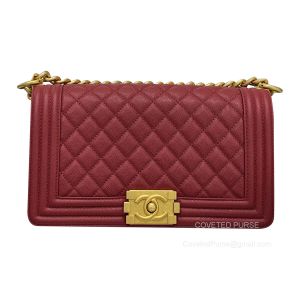Chanel Le Boy Bag Medium in bordeaux Grained with Brushed GHW