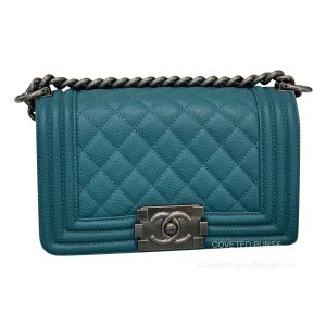 Chanel Le Boy Bag small in peacock green Grained with SHW