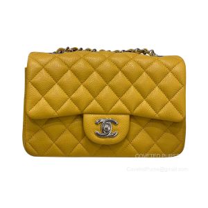 Chanel Mini Flap Bag Rectangular mango yellow Caviar with SHW