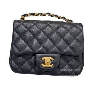 Chanel Mini Flap Bag Square Black Caviar With GHW