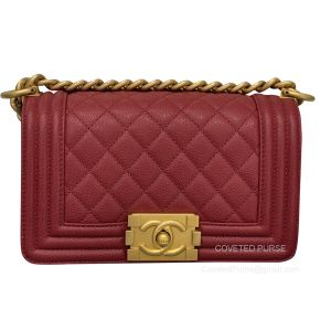 Chanel Le Boy Bag small in bordeaux Grained with Brushed GHW