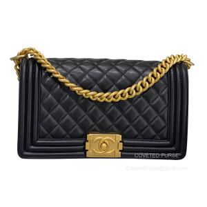 Chanel Le Boy Bag Medium in black Lambskin with Brushed GHW