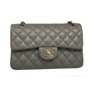 Chanel Small Dark Grey Lambskin Flap Bag with GHW