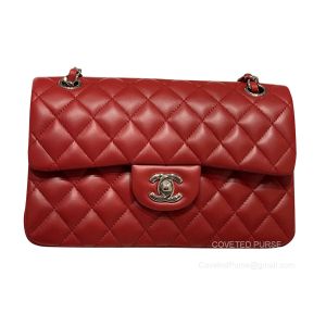 Chanel Small Red Lambskin Flap Bag with SHW
