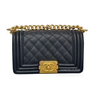Chanel Le Boy Bag small in black Grained with Brushed GHW