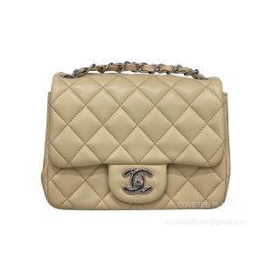 Chanel Mini Flap Handbag Square apricot Lambskin with SHW