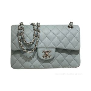 Chanel Small Grey Blue Caviar Flap Handbag with SHW