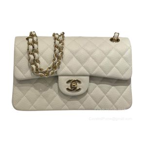 Chanel Small White Caviar Flap Handbag with GHW
