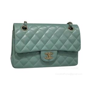 Chanel Small Flap Handbag Mint Green Lambskin With GHW