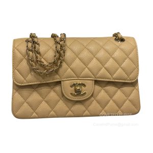 Chanel Small Apricot Caviar Flap Handbag with GHW