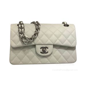 Chanel Small White Caviar Flap Handbag with SHW
