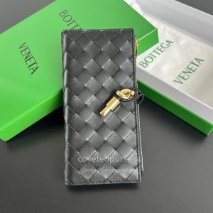 Bottega Veneta Andiamo Long Wallet Intrecciato Leather Black