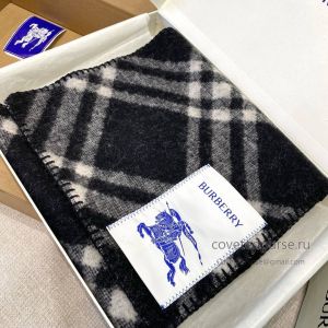 Burberry EKD Check Wool Long Scarf Black White