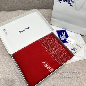 Burberry EKD Double-Faced Cashmere Scarf Red Cream