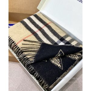Burberry Storm Knight Wide Double-Faced Cashmere Scarf Beige Black