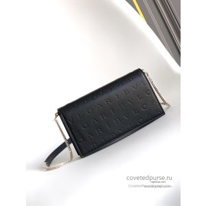 Bvlgari Infinitum Logo Chain Wallet Black Calfskin