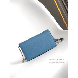 Bvlgari Infinitum Logo Chain Wallet Blue Calfskin