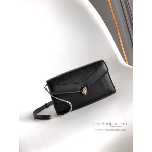 Bvlgari Serpenti Forever Chain Clutch Black Calfskin
