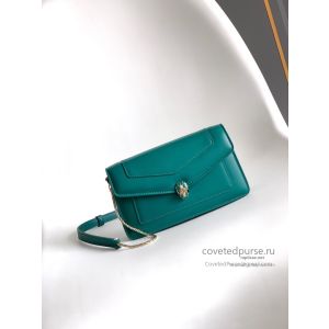 Bvlgari Serpenti Forever Chain Clutch Green Calfskin