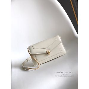 Bvlgari Serpenti Forever Chain Clutch Pearl White Calfskin