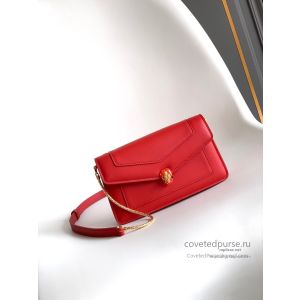 Bvlgari Serpenti Forever Chain Clutch Ruby Red Calfskin