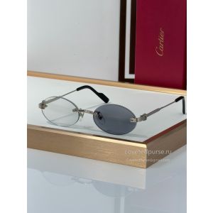 Cartier CT0615S Première Rimless Oval Sunglasses Silver