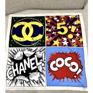 Chanel 26A Comic Four-Grid Silk Scarf Multicolor